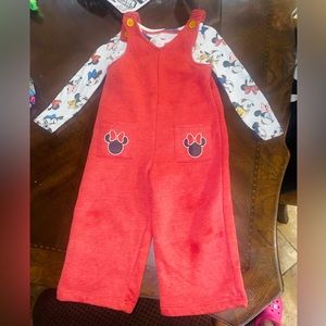 red minnie mouse overalls size 2T